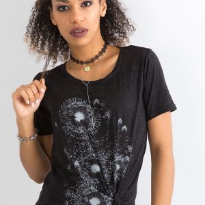 Wholesale Black t-shirt for women with print