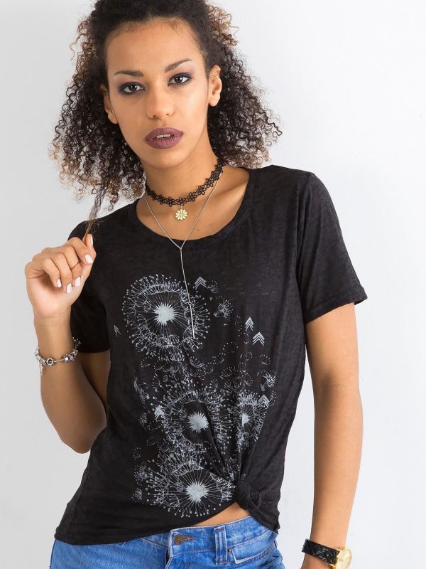 Wholesale Black t-shirt for women with print