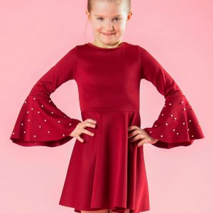 Wholesale Burgundy flared girl dress