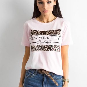 Wholesale T-shirt with animal motif light pink