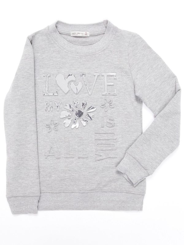 Wholesale Grey girl sweatshirt with convex applique