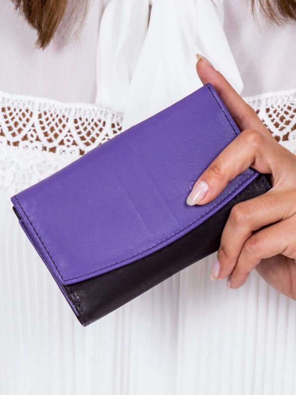 Wholesale Black and Purple Ladies Leather Wallet