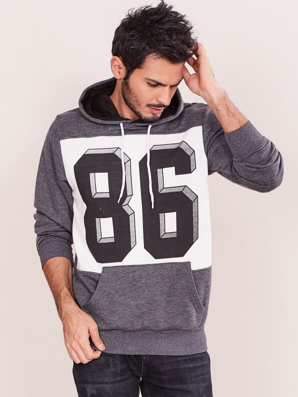 Wholesale Dark Grey Men's Print Sweatshirt