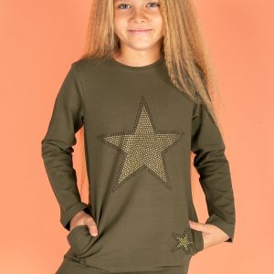 Wholesale Khaki dress for girl with stars