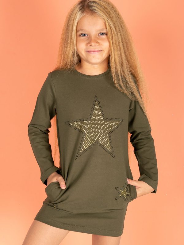 Wholesale Khaki dress for girl with stars