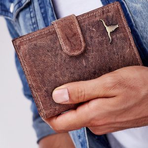 Wholesale Light brown men's leather wallet with abrasions