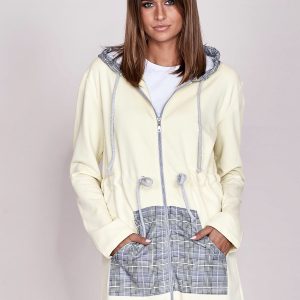 Wholesale Light yellow sweatshirt with hoodie and welts