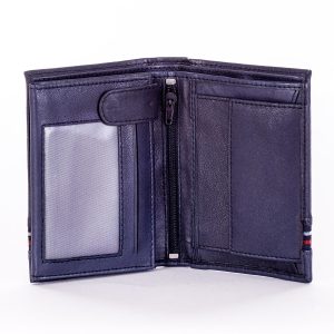 Wholesale Navy blue leather wallet with colorful insert