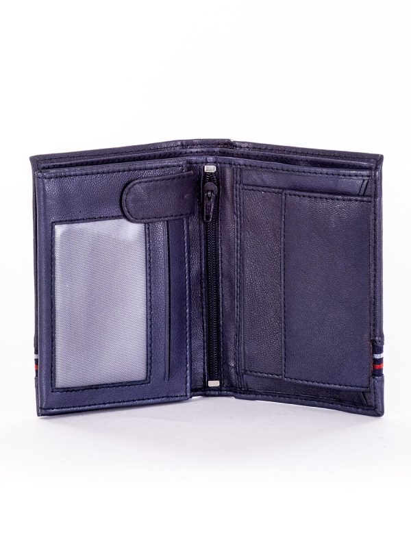 Wholesale Navy blue leather wallet with colorful insert