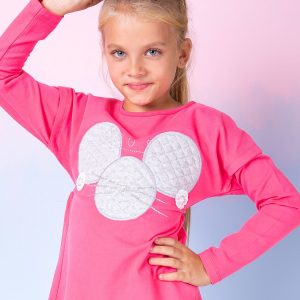 Wholesale Dark pink blouse for girl with quilted insert