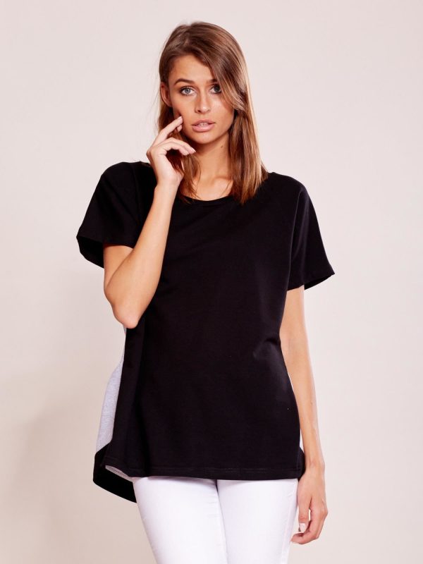 Wholesale Black and grey oversized sweatshirt with short sleeve frill