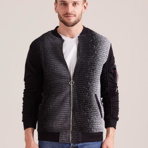 Wholesale Grey and black men's zipper sweatshirt