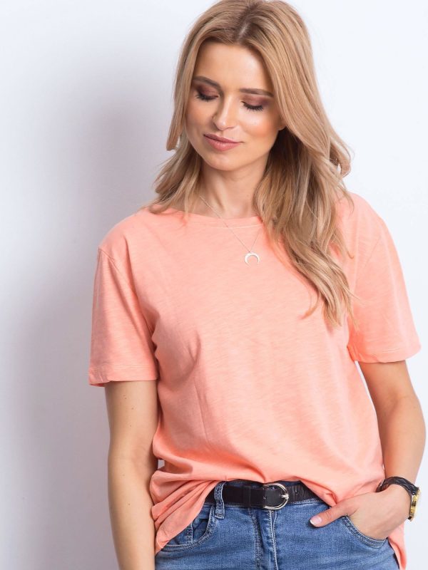 Wholesale Salmon t-shirt with deep neckline at the back