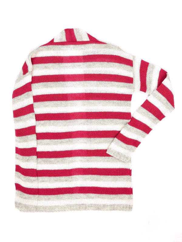 Wholesale Dark pink striped sweater for girl