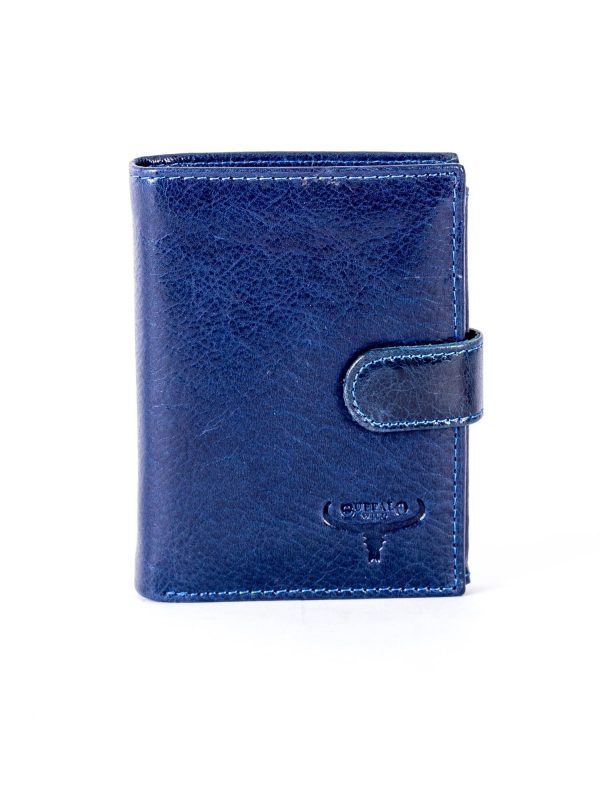 Wholesale Navy Blue Genuine Leather Wallet with Flip