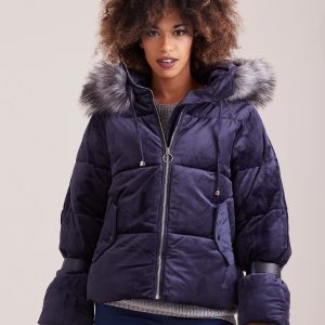 Wholesale Navy Velvet Down Jacket