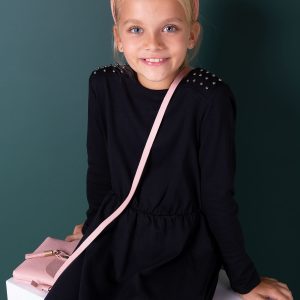 Wholesale Black dress for girl with pearls