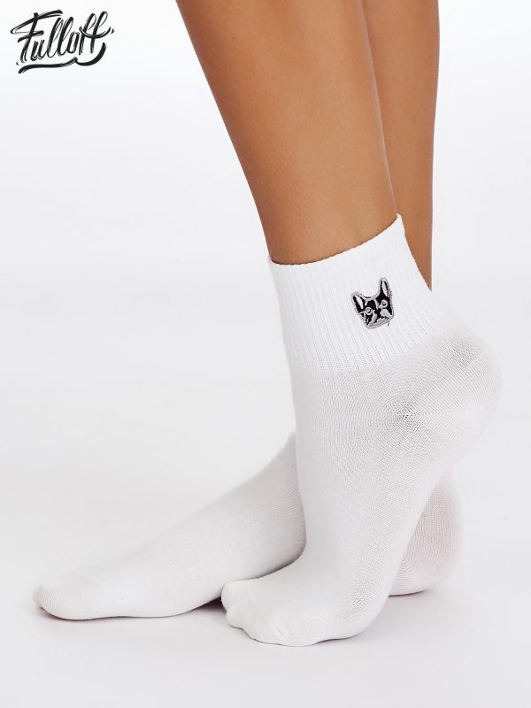 Wholesale FULLOFF White bulldog socks