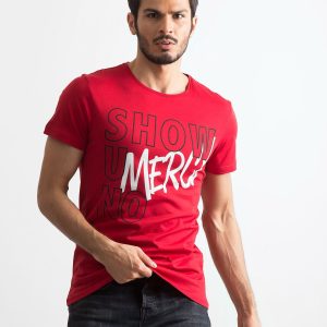 Wholesale Burgundy T-shirt for men with inscriptions