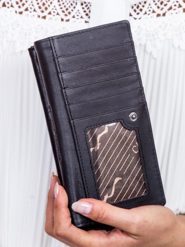 Wholesale Black Leather Wallet with Stripe Insert