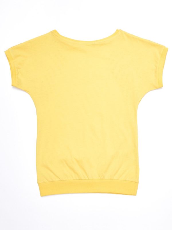 Wholesale Yellow Cotton Girl's Blouse with Palm Tops