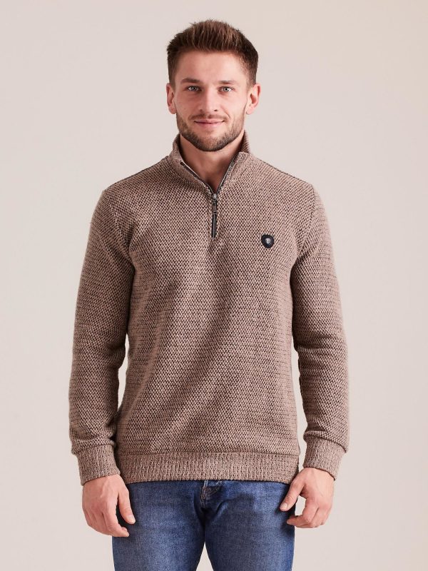 Wholesale Beige Men's Knitted Sweatshirt