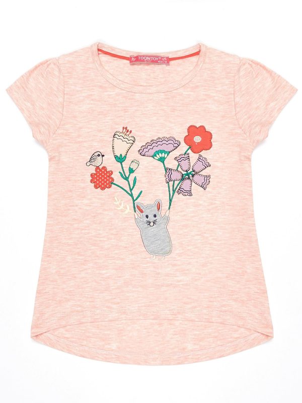 Wholesale Pink t-shirt for girl with colorful pattern