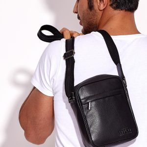 Wholesale Men's Black Leather Shoulder Bag