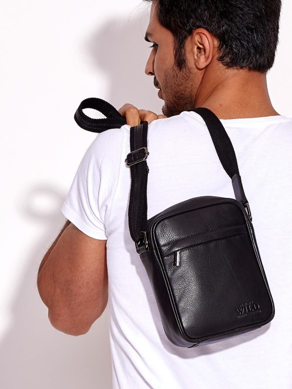 Wholesale Men's Black Leather Shoulder Bag