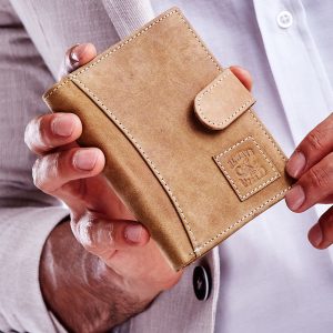 Wholesale Light Brown Leather Men's Wallet With Patch