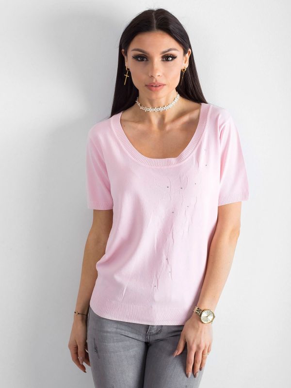 Wholesale Pale pink blouse with deep neckline