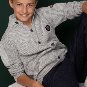 Wholesale Light gray sweater for boy with pockets