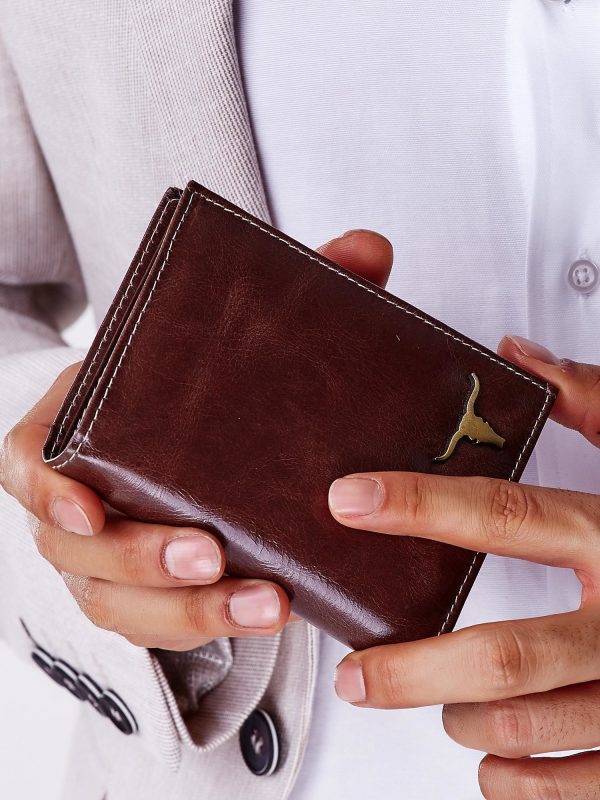 Wholesale Men's wallet brown leather with emblem