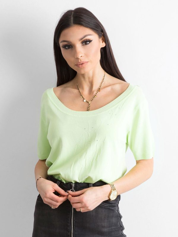 Wholesale Light green blouse with deep neckline