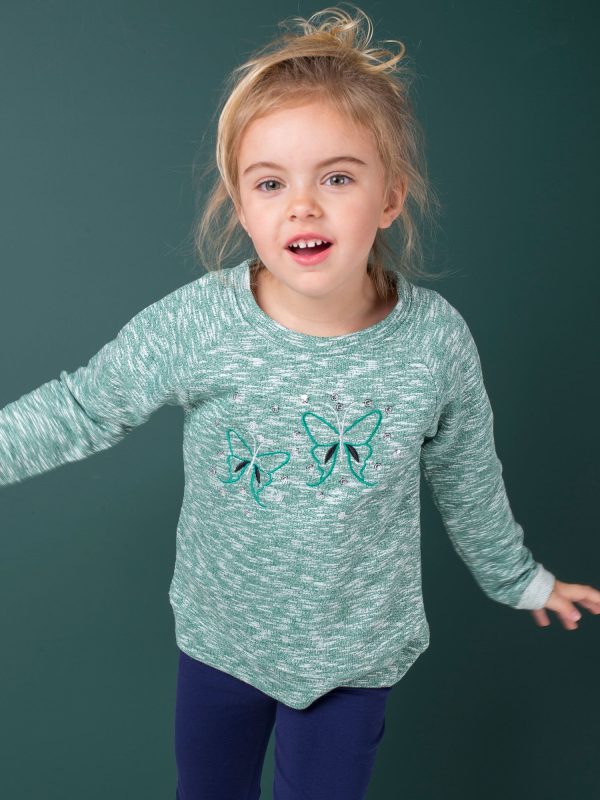 Wholesale Green sweatshirt for girl with sequins