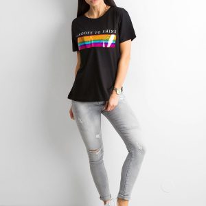 Wholesale Black Cotton Ladies T-Shirt