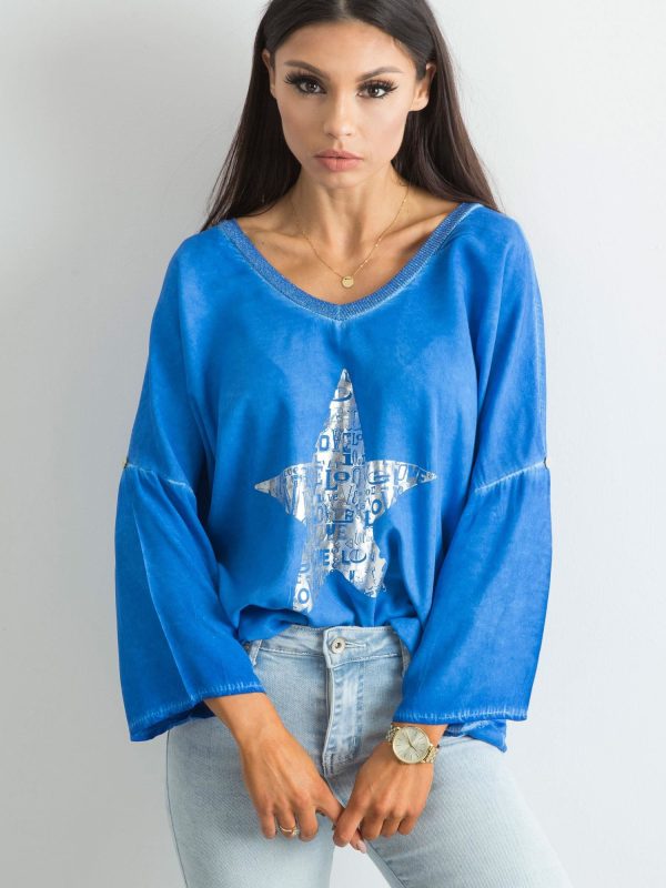 Wholesale Cobalt Loose Print Blouse