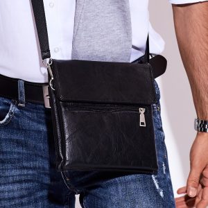 Wholesale Black Men's Bag with Zipper Pocket