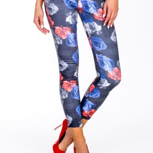 Wholesale Grey Floral Fitted Pants