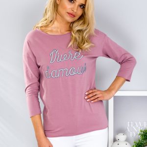 Wholesale Purple blouse with embroidered lettering