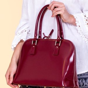 Wholesale Cherry Leather Ladies Bag with Detachable Strap