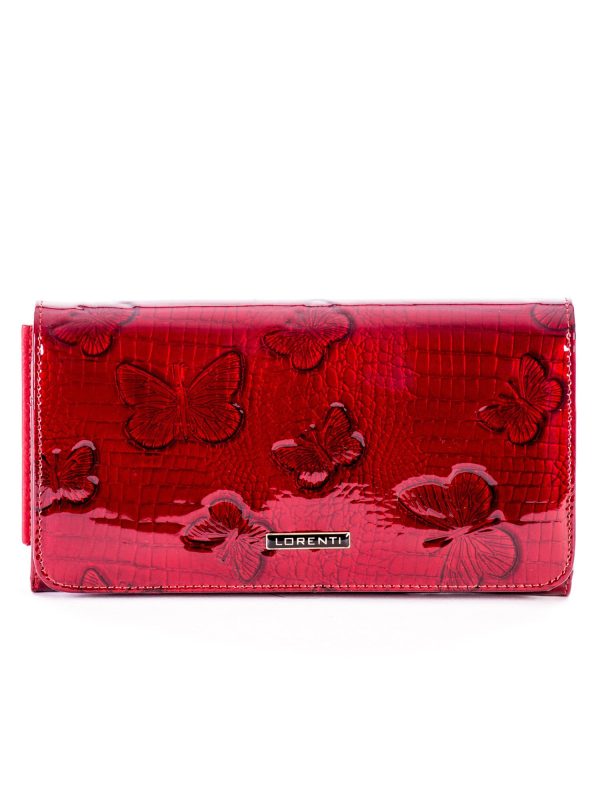 Wholesale Red Patent Leather Wallet with Butterflies