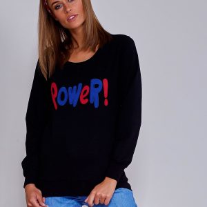 Wholesale Black lightweight sweatshirt with a POWER Patch