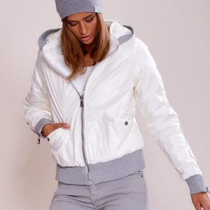 Wholesale Ecru transitional jacket with zippers on the sleeves