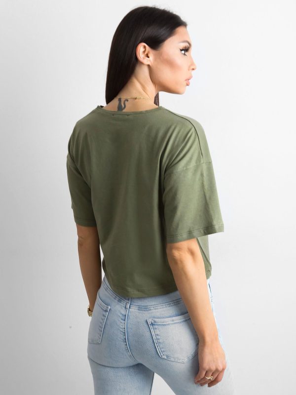 Wholesale Khaki Loose Print T-Shirt