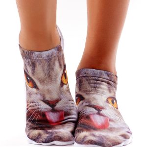 Wholesale Short women's socks with a photo of a cat