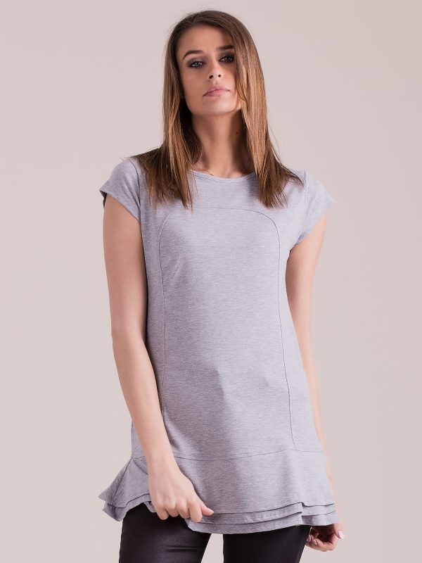 Wholesale Gray tunic with layered ruffles