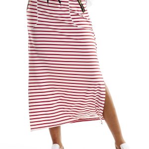 Wholesale Red striped skirt with zippers