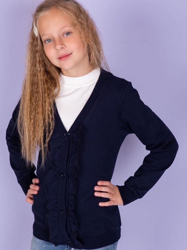 Wholesale Navy blue sweatshirt for girl with frills