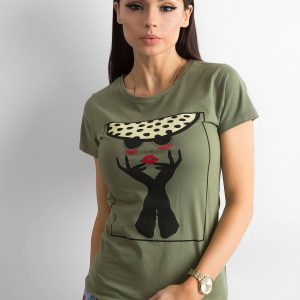 Wholesale T-shirt with khaki print